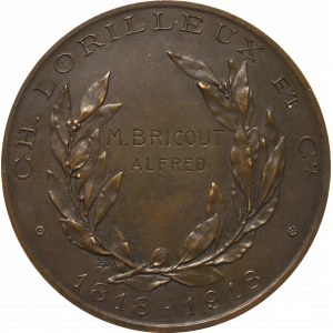 France, Medal 100 years of the Lorilleux company 1918