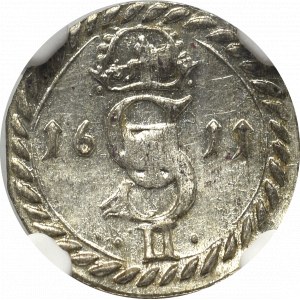 Sigismund III, 2 denarii 1611, Vilnius - NGC MS63