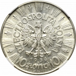 II Rzeczpospolita, 10 złotych 1936 Piłsudski - NGC AU58