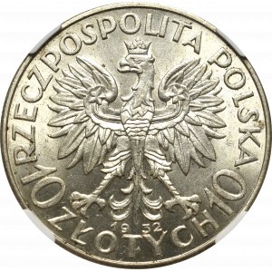 II Rzeczpospolita, 10 złotych 1932 BZM, Londyn - NGC MS62