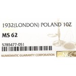 II Republic of Poland, 10 zloty 1932, London - NGC MS62
