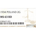 Second Polish Republic, 2 groschen 1934 - NGC MS63RD