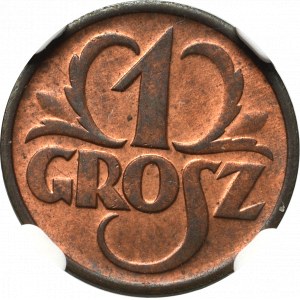 II Rzeczpospolita, 1 grosz 1936 - NGC MS63 RB