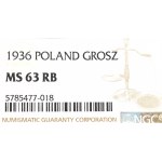 II Rzeczpospolita, 1 grosz 1936 - NGC MS63 RB
