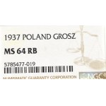 II Rzeczpospolita, 1 grosz 1937 - NGC MS64 RB