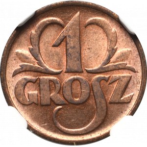 II Rzeczpospolita, 1 grosz 1935 - NGC MS64 RB