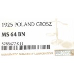 II Rzeczpospolita, 1 grosz 1925 - NGC MS64 BN