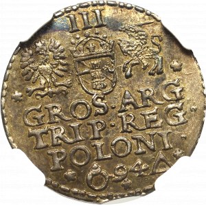 Sigismund III, 3 groschen 1594, Marienburg - NGC MS62