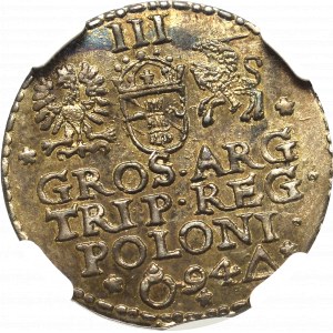 Zygmunt III Waza, Trojak 1594, Malbork - NGC MS62