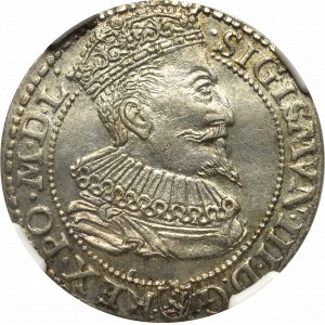 Zygmunt III Waza, Szóstak 1596, Malbork - mała głowa NGC MS61
