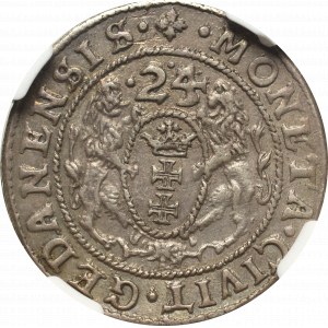 Sigismund III, 18 groschen 1624, Danzig - date overstriked NGC AU58