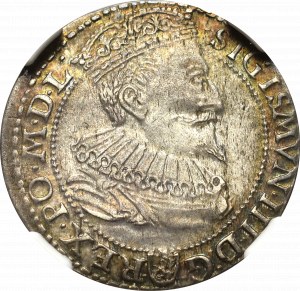 Sigismundus III, 6 groschen 1596, Marienburg - NGC AU58