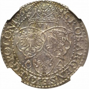 Sigismundus III, 6 groschen 1596, Marienburg - NGC AU58