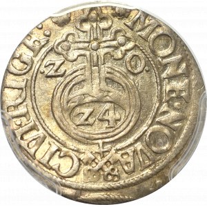 Zygmunt III Waza, Półtorak 1620, Ryga - klucze rozdzielają legendę PCGS MS63