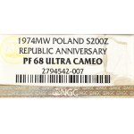 PRL, 200 złotych 1974 XXX Lat PRL - NGC PF68 ULTRA CAMEO
