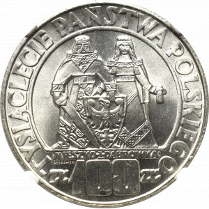 PRL, 100 złotych 1966 Mieszko i Dąbrówka - NGC MS66