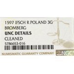 Sigismund III, 3 groschen 1597, Bromberg - NGC UNC Details