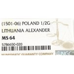 Alexander Jagellon, Halfgroat without date, Vilnius - NGC MS64