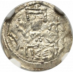 Bolesław IV Kędzierzawy, Denar, cesarz na tronie - NGC MS63