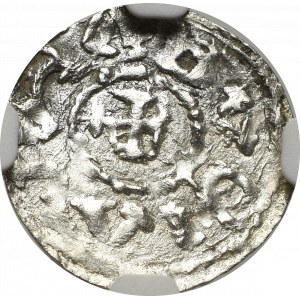 Bolesław III Krzywousty, Denar, Kraków - książę i biskup - NGC MS61