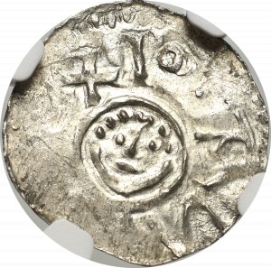 Boleslaus III, Denarius before 1107, Breslau - NGC MS64