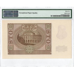 GG, 100 złotych 1940 - rzadsza seria B - WWII London Counterfeit - PMG 65EPQ