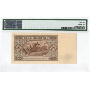 PRL, 10 złotych 1948 H - RZADKI - PMG 64