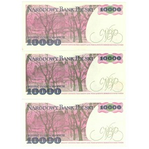 PRL, 10 000 złotych 1988 BZ, CZ, DF (3 egzemplarze)