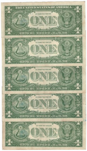 USA, set of banknotes 1 dollar (5 pcs)