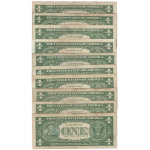 USA, zestaw banknotów 1 dolar (10 egzemplarzy)