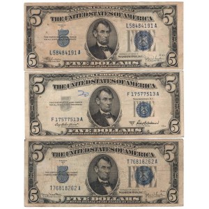 USA, set of banknotes 5 dollar (3 pcs)