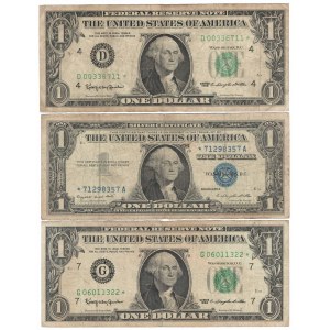 USA, set of banknotes 1 dollar (3 pcs)