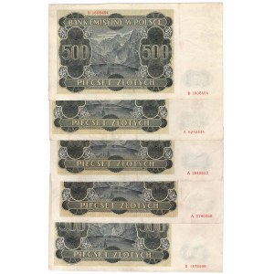 GG, 500 złotych 1940 A i B (5 egzemplarzy)