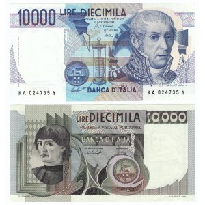 Włochy, 10000 lirów 1975 i 1984 (2 egzemplarze)