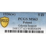 II Republic of Poland, 5 zloty 1936 Ship - PCGS MS63