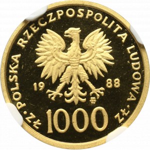 PRL, 1.000 złotych 1988 Jan Paweł II - NGC PF67 Ultra Cameo