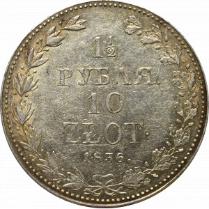 Poland under Russia, Nicholas I, 1-1/2 rouble=10 zloty 1836 MW, Warsaw