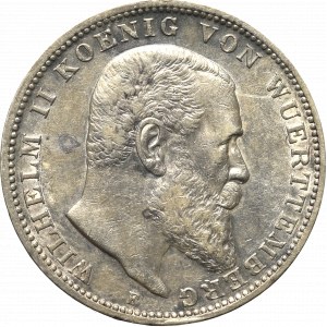 Niemcy, Wirtembergia, Wilhelm II, 3 marki 1909 F Stuttgart