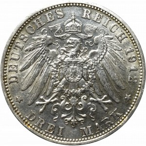 Germany, Bayern, 3 mark 1912