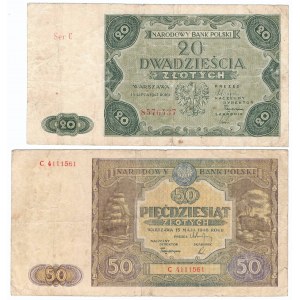 PRL, zestaw 20 złotych 1947 i 50 złotych 1946