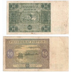 PRL, zestaw 20 złotych 1947 i 50 złotych 1946