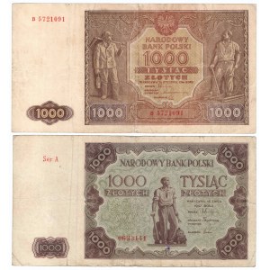 PRL, 1000 złotych 1946 B i 1000 złotych 1947 A
