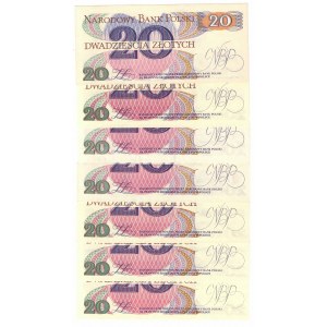 PRL, 20 złotych 1982 - zestaw 7 egzemplarzy