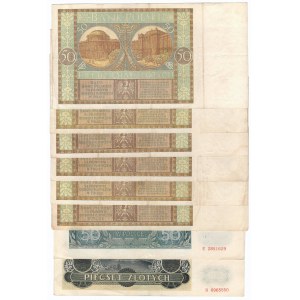 IIRP i GG, 50 złotych 1929, 50 złotych 1941, 500 złotych 1940 (8 egzemplarzy)