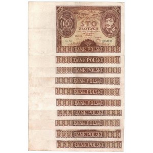 II RP, 100 złotych 1934 - zestaw (10 egzemplarzy)