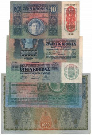 Austro-Węgry zestaw banknotów (5 egzemplarzy)