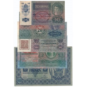 Austro-Węgry zestaw banknotów (5 egzemplarzy)