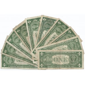 USA, set of banknotes 1 dollar (10 pcs)