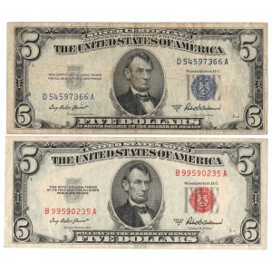 USA, set of banknotes 5 dollar (2 pcs)