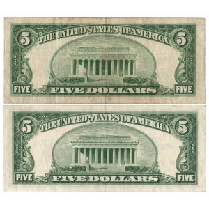 USA, zestaw banknotów 5 dolarów 1953 (2 egzemplarze)